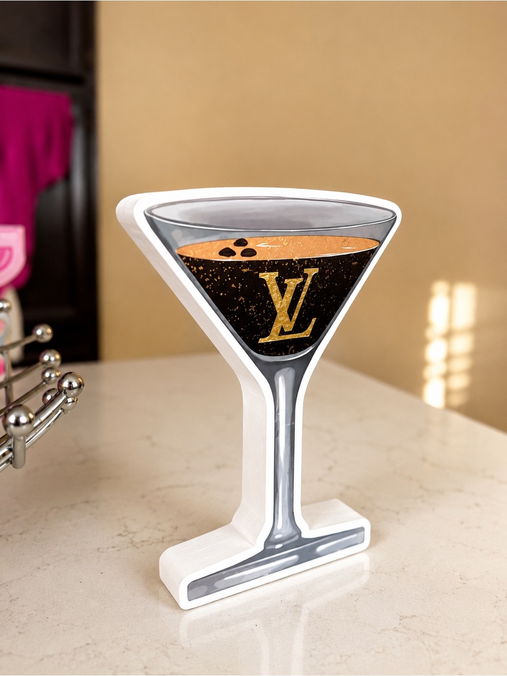 LOUIS VUITTON  3D WOODEN MARTINI GLASS HOME DECOR ACCENT